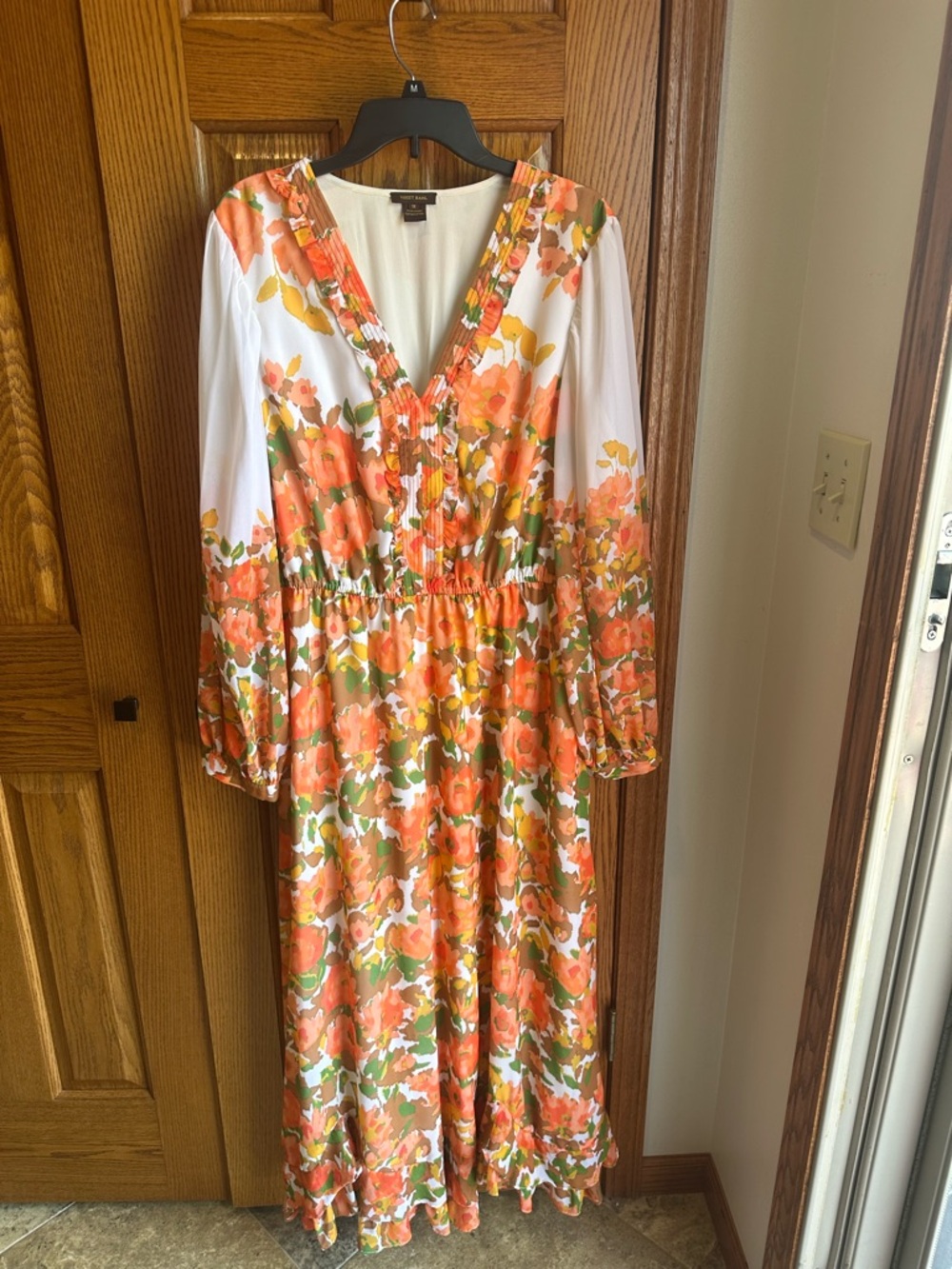 Anthropologie Vineet Bahl Size 1X Long Sleeve Maxi Dress Boho Whimsy Floral